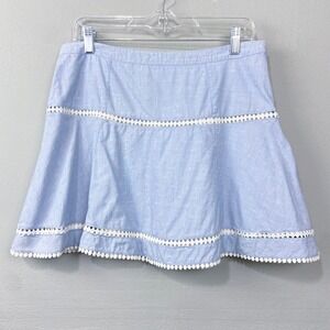 White House‎ Black Market Skirt Size 8 Blue Crochet Trim Mini Cottagecore Preppy